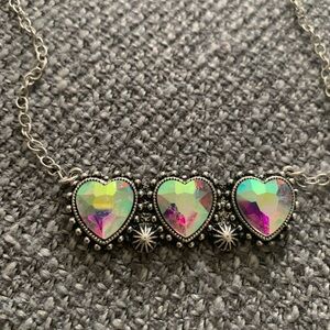 Iridescent Heart Necklace with Silver Chain